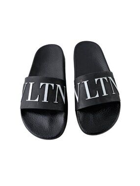 VLTN Black Logo Slide Sandals & COA
